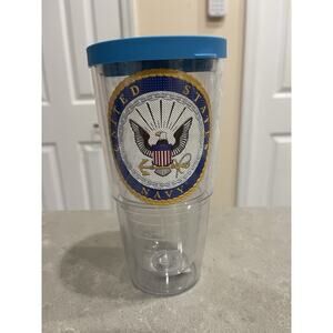 Tervis US Navy Logo 24 oz Clear Tumbler with Blue Lid